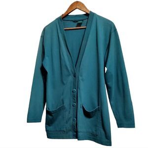 Womens Relaxed Mister Rogers Style Low-V Green Cardigan Size Medium
